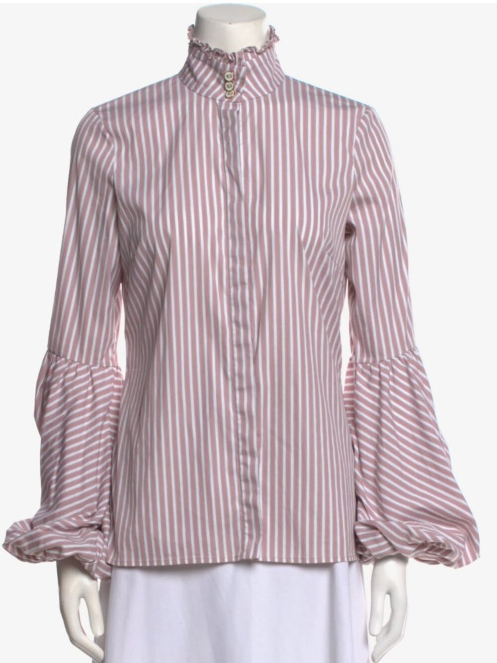 Caroline Constas Striped Mock Neck Blouse